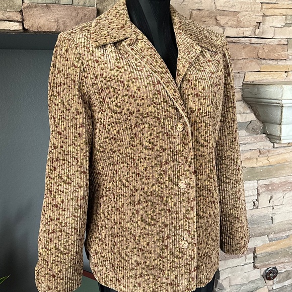 VTG 60s Indie Academia Corduroy Blazer Artsy Hipster Soft Wale Speckled Brown L - Picture 3 of 10
